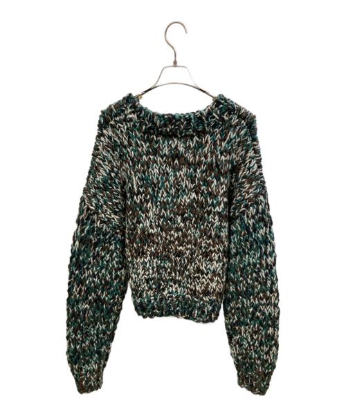 NKNIT（ンニット）NKNIT (ンニット) Mix color hand KNIT グリーンの古着・服飾アイテム