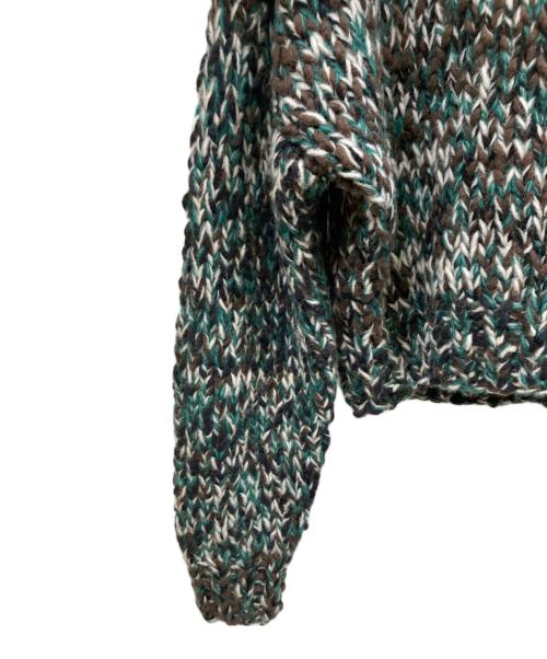 NKNIT（ンニット）NKNIT (ンニット) Mix color hand KNIT グリーンの古着・服飾アイテム