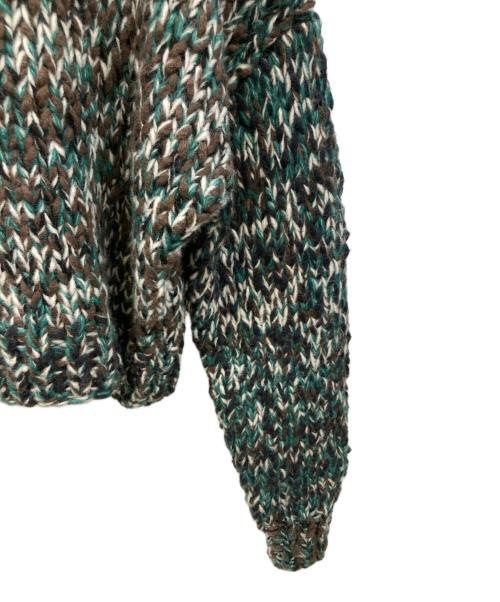 NKNIT（ンニット）NKNIT (ンニット) Mix color hand KNIT グリーンの古着・服飾アイテム