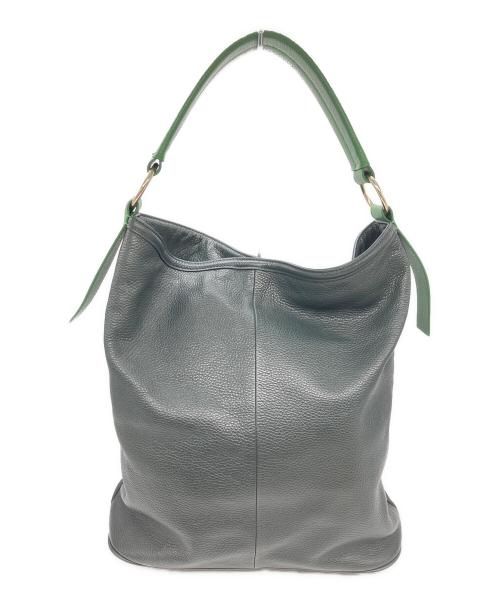 HINC NUNC（ヒンクヌンク）HINC NUNC (ヒンクヌンク) レザーショルダーバッグ グリーンの古着・服飾アイテム