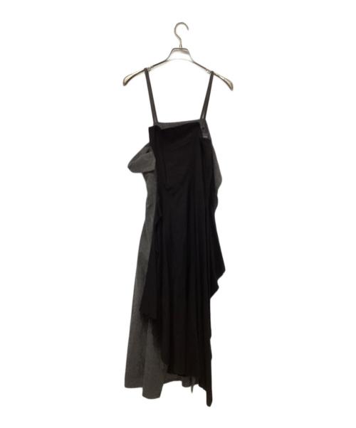 Y's（ワイズ）Y's (ワイズ) COTTON ASYMMETRIC DRESS グレー×ブラック サイズ:Mの古着・服飾アイテム