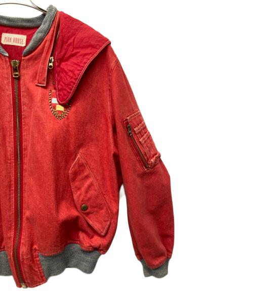 PINK HOUSE（ピンクハウス）PINK HOUSE (ピンクハウス) ヴィンテージデニムジャケット レッド サイズ:FREEの古着・服飾アイテム