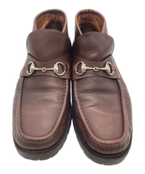 GUCCI（グッチ）GUCCI (グッチ) ホースビットショートブーツ ブラウン サイズ:26.5ｃｍの古着・服飾アイテム