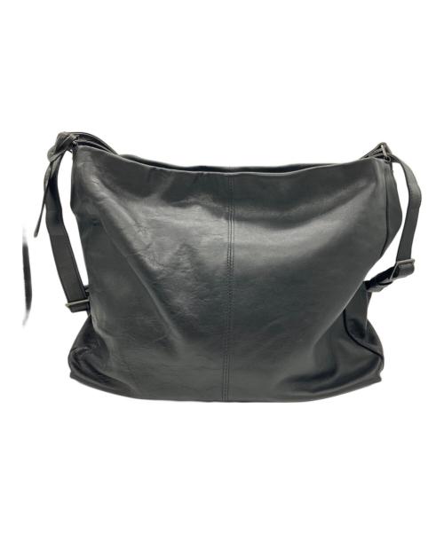 genten（ゲンテン）genten (ゲンテン) レザーショルダーバッグ　ブラック ブラックの古着・服飾アイテム