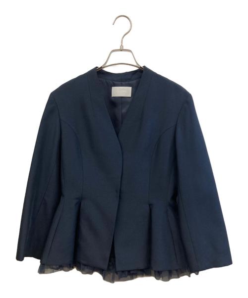 CELFORD（セルフォード）CELFORD (セルフォード) フリル付きノーカラーセットアップ ネイビー サイズ:38の古着・服飾アイテム