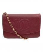 CHANELシャネル）の古着「ココマークチェーンウォレット」｜ボルドー