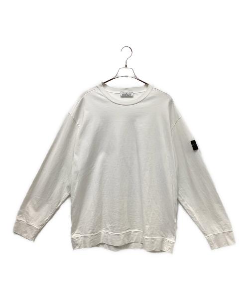 STONE ISLAND（ストーンアイランド）STONE ISLAND (ストーンアイランド) ロゴパッチ ガーメントダイ スウェット ロンT ホワイト サイズ:XXLの古着・服飾アイテム