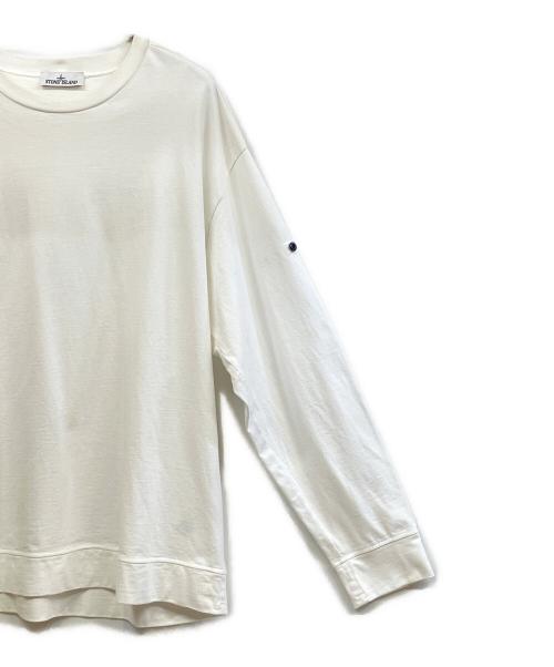 STONE ISLAND（ストーンアイランド）STONE ISLAND (ストーンアイランド) ロゴパッチ ガーメントダイ スウェット ロンT ホワイト サイズ:XXLの古着・服飾アイテム