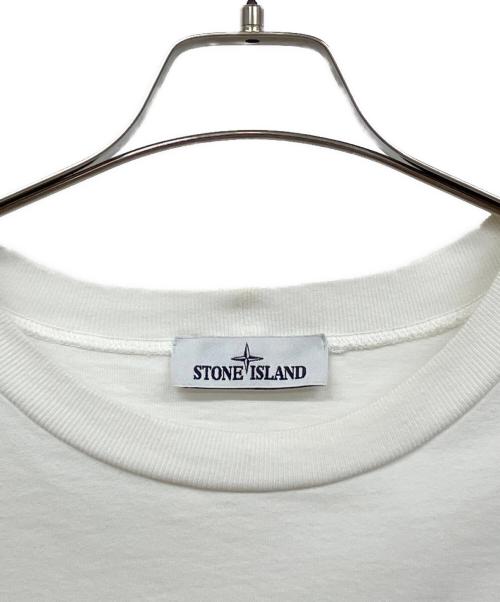 STONE ISLAND（ストーンアイランド）STONE ISLAND (ストーンアイランド) ロゴパッチ ガーメントダイ スウェット ロンT ホワイト サイズ:XXLの古着・服飾アイテム