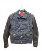 LEVI'S REDリーバイス レッド）の古着「デニム切替レザージャケット」｜インディゴ