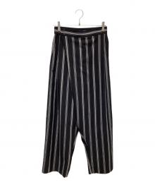 Y's（ワイズ）の古着「HARD TWISTED STRIPE PLEATED PANTS」｜ブラック