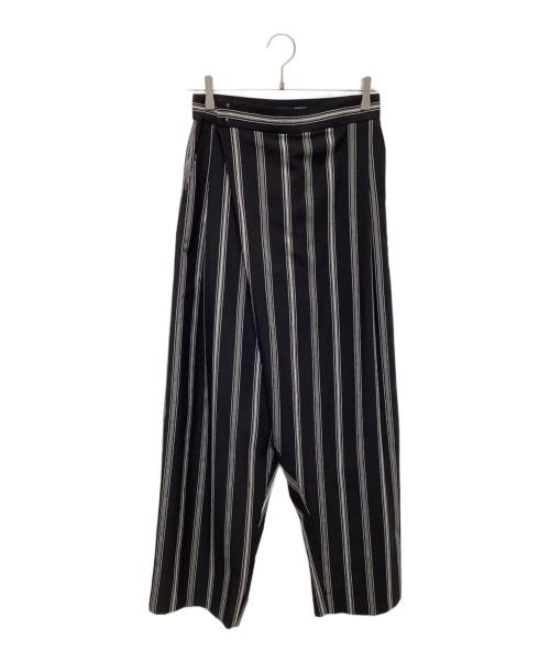 Y's（ワイズ）Y's (ワイズ) HARD TWISTED STRIPE PLEATED PANTS ブラック サイズ:2の古着・服飾アイテム