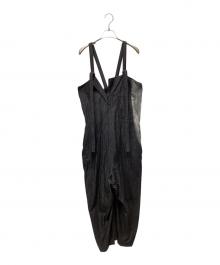 Y's（ワイズ）の古着「SPOTTED DENIM STRAP OVERALLS」｜ブラック