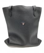 CHAMBORD SELLIERシャンボール セリエ）の古着「フレンチシュリンクレザー薄マチトートバッグ」｜ブラック