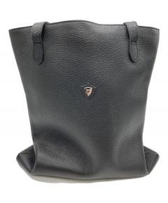 中古・古着通販】HushTug (ハッシュタグ) 巾着レザーバッグ ブラック