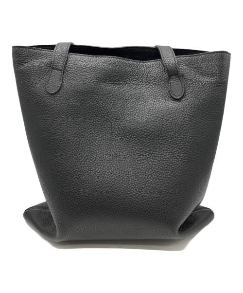 CHAMBORD SELLIER（シャンボール セリエ）CHAMBORD SELLIER (シャンボール セリエ) フレンチシュリンクレザー薄マチトートバッグ ブラックの古着・服飾アイテム