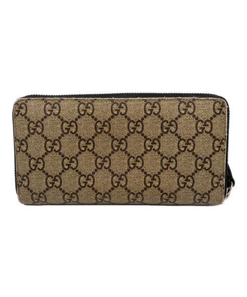 GUCCI（グッチ）GUCCI (グッチ) キングスネークプリントラウンドファスナー財布 ブラウンの古着・服飾アイテム
