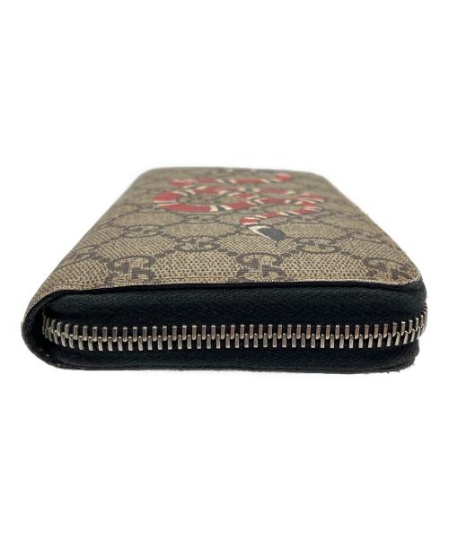 GUCCI（グッチ）GUCCI (グッチ) キングスネークプリントラウンドファスナー財布 ブラウンの古着・服飾アイテム