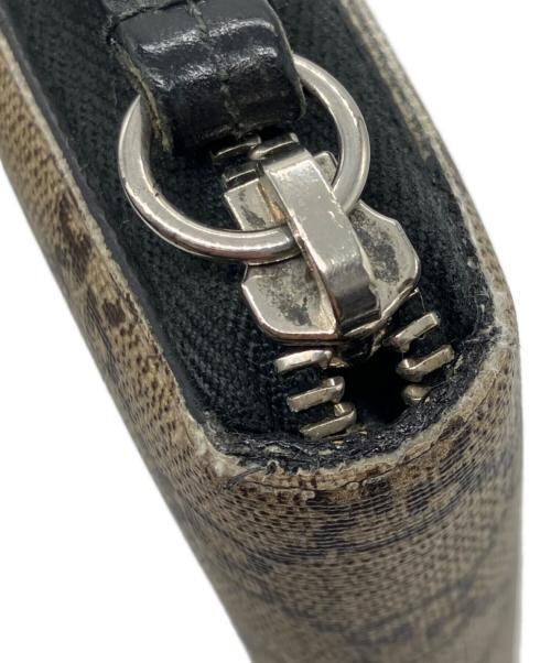 GUCCI（グッチ）GUCCI (グッチ) キングスネークプリントラウンドファスナー財布 ブラウンの古着・服飾アイテム