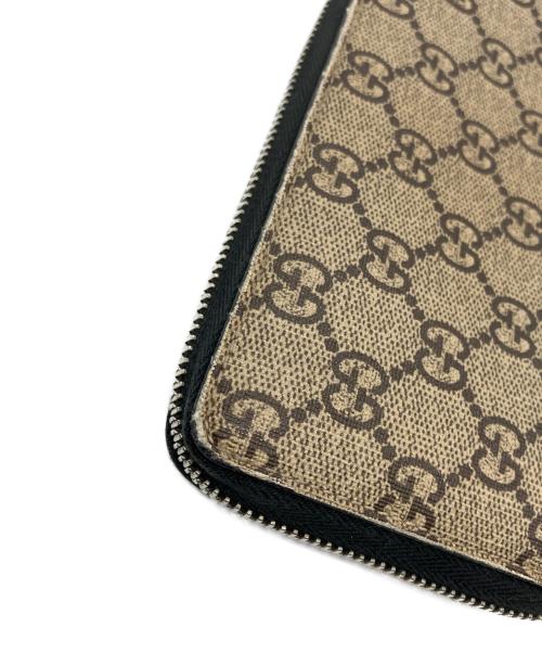 GUCCI（グッチ）GUCCI (グッチ) キングスネークプリントラウンドファスナー財布 ブラウンの古着・服飾アイテム