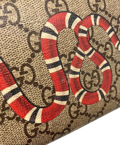 GUCCI（グッチ）GUCCI (グッチ) キングスネークプリントラウンドファスナー財布 ブラウンの古着・服飾アイテム