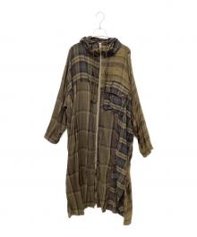 Y's（ワイズ）の古着「PLAID COAT DRESS」｜カーキ