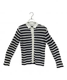 45R（フォーティファイブ・アール）の古着「レース編込みニットシャツ」｜ホワイト×ブラック