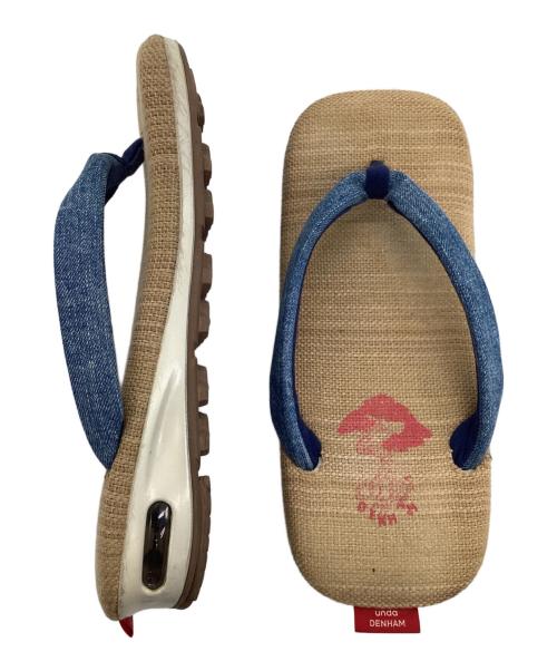 unda（ウンダ）unda (ウンダ) Denham (デンハム) 雪駄 ベージュ×ネイビー サイズ:Mの古着・服飾アイテム