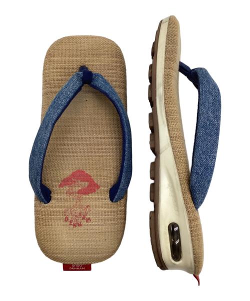 unda（ウンダ）unda (ウンダ) Denham (デンハム) 雪駄 ベージュ×ネイビー サイズ:Mの古着・服飾アイテム