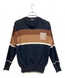 muta MARINE（ムータマリン）の古着「アクセントボーダー クルーネックニット」｜ブラウン×ブラック