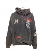 Ed Hardy×Unknown londonエド ハーディー×アンノウンロンドン）の古着「ジップパーカー」｜ブラック