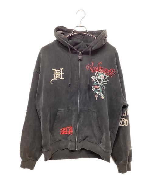 Ed Hardy（エド ハーディー）Ed Hardy (エド ハーディー) Unknown london (アンノウンロンドン) ジップパーカー ブラック サイズ:XLの古着・服飾アイテム