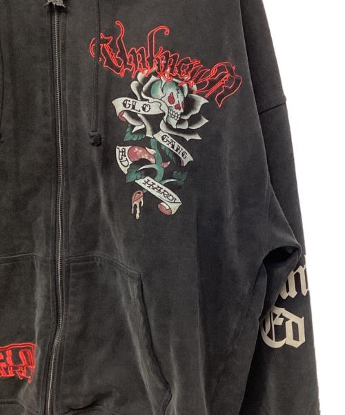 Ed Hardy（エド ハーディー）Ed Hardy (エド ハーディー) Unknown london (アンノウンロンドン) ジップパーカー ブラック サイズ:XLの古着・服飾アイテム