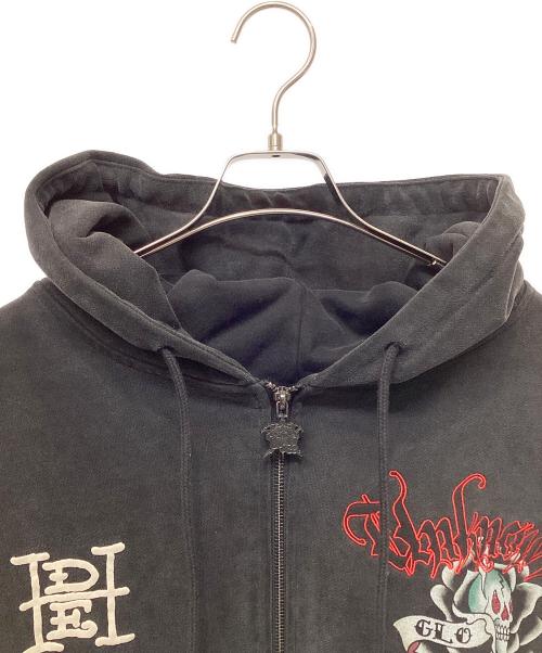 Ed Hardy（エド ハーディー）Ed Hardy (エド ハーディー) Unknown london (アンノウンロンドン) ジップパーカー ブラック サイズ:XLの古着・服飾アイテム