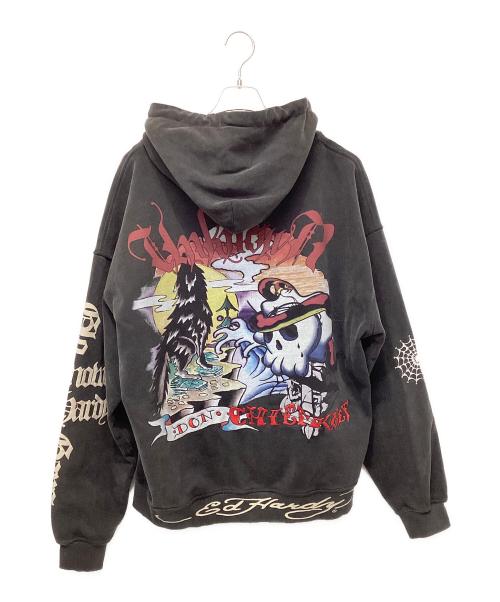 Ed Hardy（エド ハーディー）Ed Hardy (エド ハーディー) Unknown london (アンノウンロンドン) ジップパーカー ブラック サイズ:XLの古着・服飾アイテム