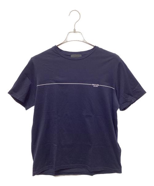 PRADA（プラダ）PRADA (プラダ) ロゴプリントＴシャツ ネイビー サイズ:Ｍの古着・服飾アイテム