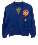 LOUIS VUITTON×yayoi kusamaルイ ヴィトン×ヤヨイクサマ）の古着「Monogram Faces Knitted Cardigan」｜ネイビー