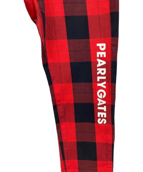 PEARLY GATES（パーリーゲイツ）PEARLY GATES (パーリーゲイツ) パワーコットン ストレッチ パンツ レッド×ブラック サイズ:5の古着・服飾アイテム