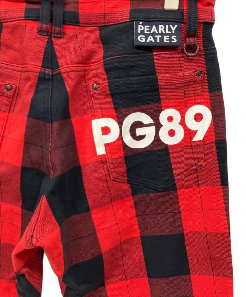 PEARLY GATES（パーリーゲイツ）PEARLY GATES (パーリーゲイツ) パワーコットン ストレッチ パンツ レッド×ブラック サイズ:5の古着・服飾アイテム
