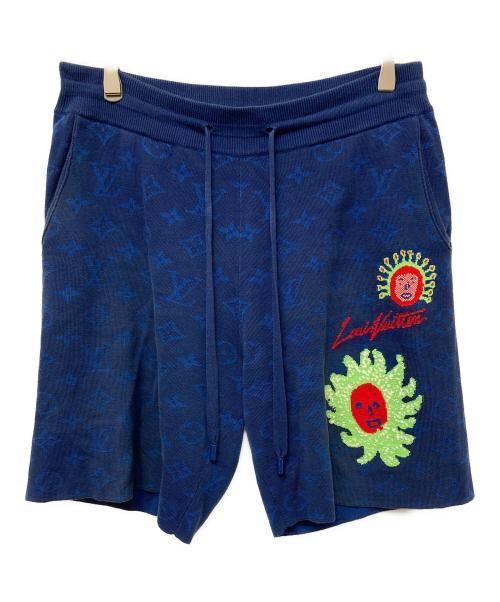 yayoi kusama（ヤヨイクサマ）yayoi kusama (ヤヨイクサマ) LOUIS VUITTON (ルイ ヴィトン) Monogram Faces Knitted Shorts ブルー サイズ:Mの古着・服飾アイテム
