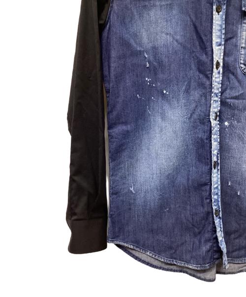 DSQUARED2（ディースクエアード）DSQUARED2 (ディースクエアード) ディースクエアード デニム切り替えシャツ ブラック×ブルー サイズ:46の古着・服飾アイテム