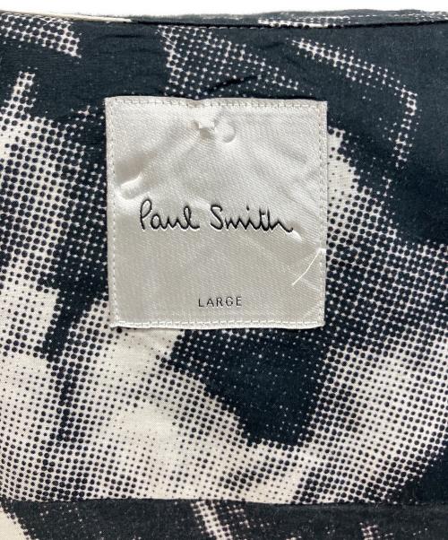 PAUL SMITH（ポールスミス）PAUL SMITH (ポールスミス) 総柄切替プリントボタンシャツ ホワイト×ブラック サイズ:Lの古着・服飾アイテム