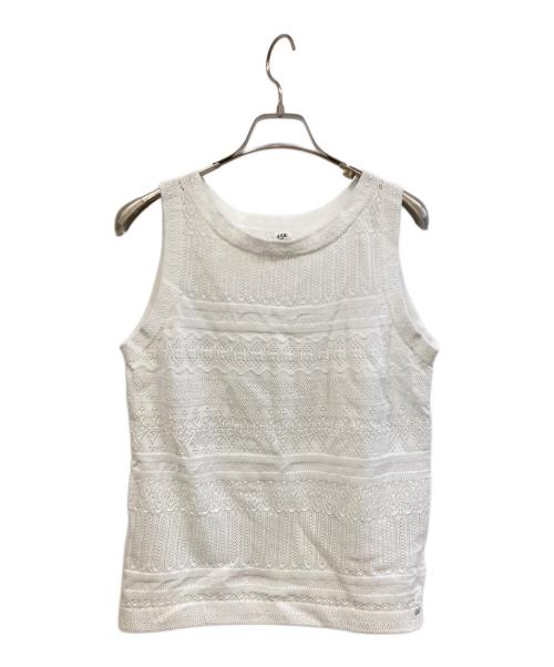 45R（フォーティファイブ・アール）45R (フォーティファイブ・アール) ニットレースNO SLEEVE TOP カットワークベスト ホワイト サイズ:Freeの古着・服飾アイテム