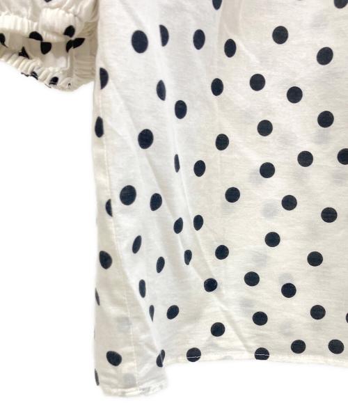 BALLSEY（ボールジィ）BALLSEY (ボールジィ) ドットプリントランタンスリーブブラウス ホワイト×ブラック サイズ:Mの古着・服飾アイテム