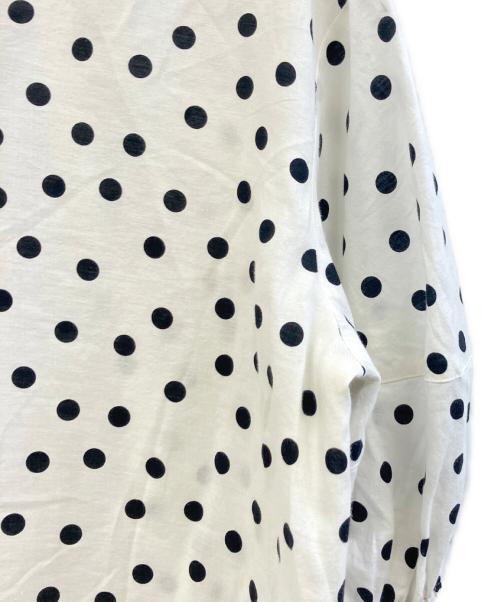 BALLSEY（ボールジィ）BALLSEY (ボールジィ) ドットプリントランタンスリーブブラウス ホワイト×ブラック サイズ:Mの古着・服飾アイテム