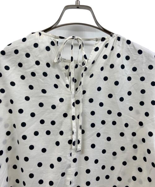 BALLSEY（ボールジィ）BALLSEY (ボールジィ) ドットプリントランタンスリーブブラウス ホワイト×ブラック サイズ:Mの古着・服飾アイテム