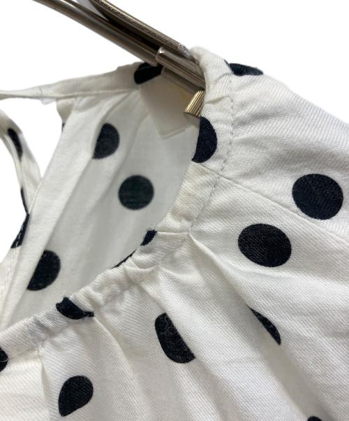 BALLSEY（ボールジィ）BALLSEY (ボールジィ) ドットプリントランタンスリーブブラウス ホワイト×ブラック サイズ:Mの古着・服飾アイテム
