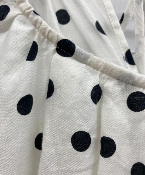 BALLSEY（ボールジィ）BALLSEY (ボールジィ) ドットプリントランタンスリーブブラウス ホワイト×ブラック サイズ:Mの古着・服飾アイテム