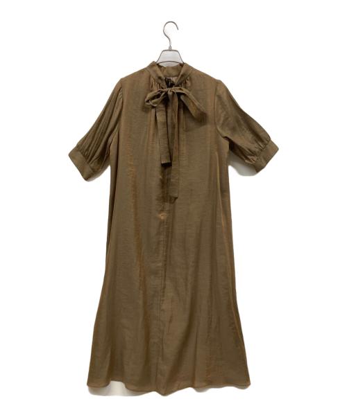 Kaene（カエン）Kaene (カエン) シャンブレーAラインドレス ブラウン サイズ:Mの古着・服飾アイテム