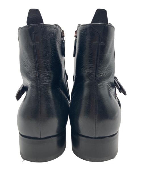 PRADA（プラダ）PRADA (プラダ) クロスベルトショートブーツ7 ブラック×レッド サイズ:27cmの古着・服飾アイテム